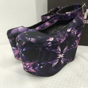 BlackMilk x Solestruck Shoes Shak‎ Amethyst Crystals Platform Wedge Womens 7